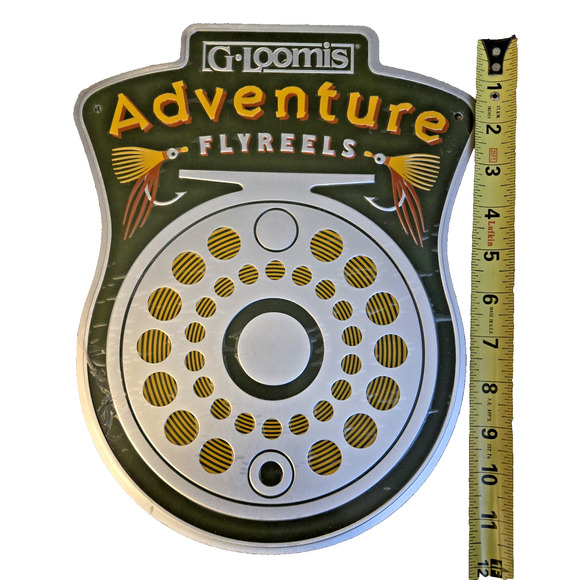 G Loomis Adventure Flyreels Metal Collectable Sign New in Plastic - Picture 1 of 2